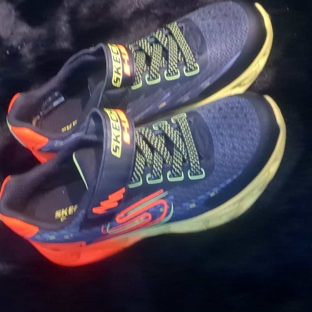 Skechers Kids' Blue and Neon Orange Sneakers